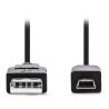 NEDIS kabel USB 2.0/ zástrčka USB-A - 5pinová zástrčka mini USB/ černý/ blistr/ 2m