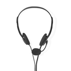NEDIS headset CHST100BK/ drátová sluchátka + mikrofon/ 2x 3,5 mm jack/ kabel 2 m/ černý