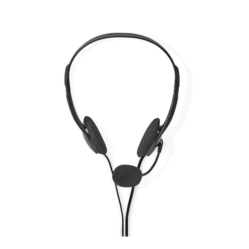 NEDIS headset CHST100BK/ drátová sluchátka + mikrofon/ 2x 3,5 mm jack/ kabel 2 m/ černý