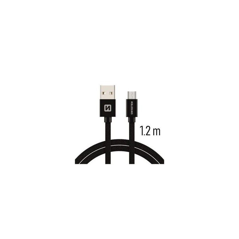 Swissten Datový Kabel Textile Usb / Micro Usb 1,2 M Černý
