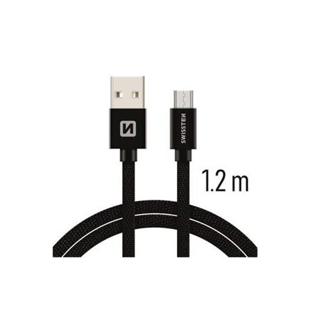 Swissten Datový Kabel Textile Usb / Micro Usb 1,2 M Černý