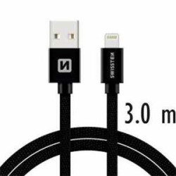 Swissten Datový Kabel Textile Usb / Lightning 3,0 M Černý