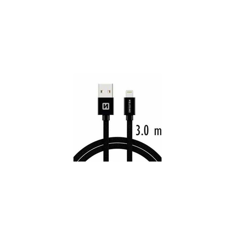 Swissten Datový Kabel Textile Usb / Lightning 3,0 M Černý