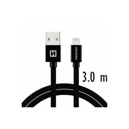 Swissten Datový Kabel Textile Usb / Lightning 3,0 M Černý