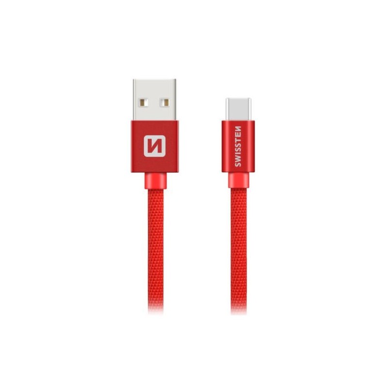Swissten Datový Kabel Textile Usb / Usb-C 1,2 M Červený