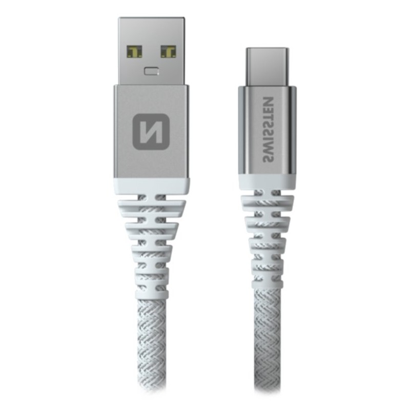 Swissten datový kabel kevlar usb / usb-c 1,5 m bílý