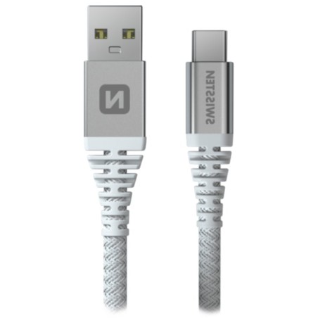 Swissten datový kabel kevlar usb / usb-c 1,5 m bílý