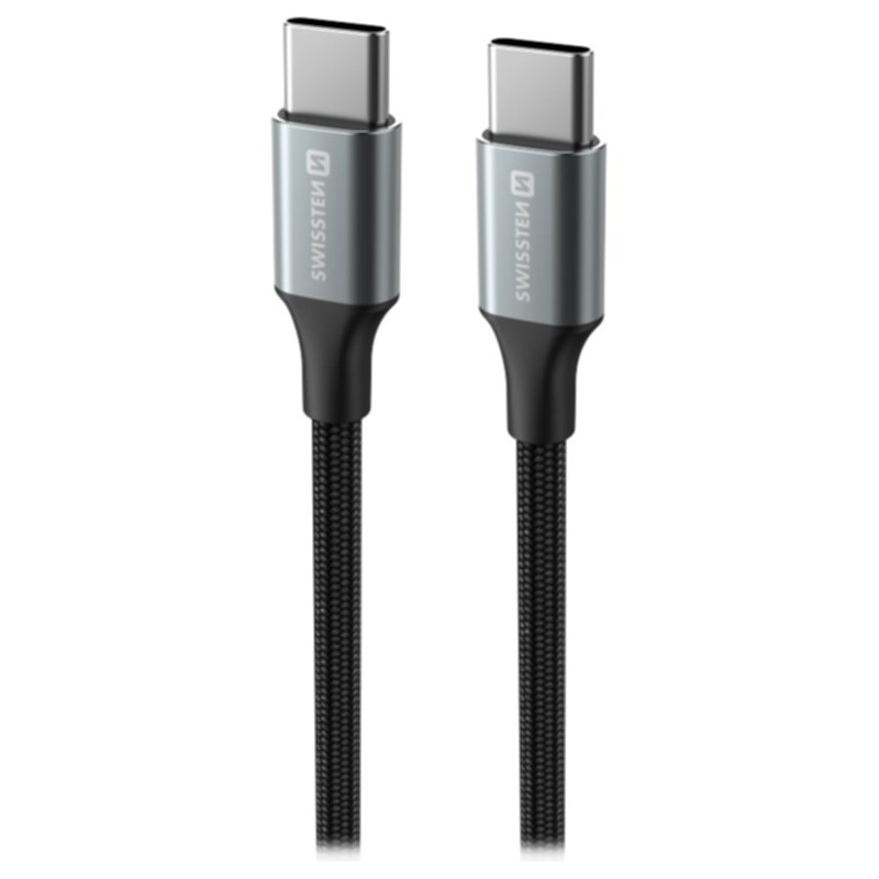 Swissten datový kabeltextile ii usb-c / usb-c 1,5 m černý