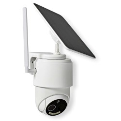 NEDIS IP kamera 4G solární/ venkovní/ IP65/ Wi-Fi/ 1080p/ PIR senzor/ USB-C/ microSD/ Android/ iOS/ bílá + solární panel