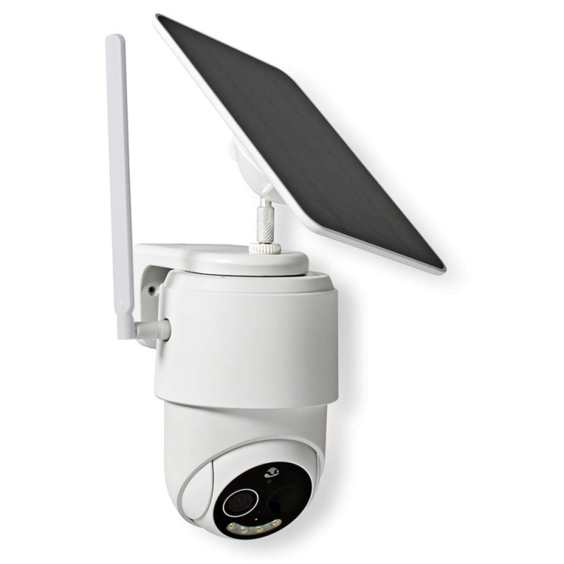 NEDIS IP kamera 4G solární/ venkovní/ IP65/ Wi-Fi/ 1080p/ PIR senzor/ USB-C/ microSD/ Android/ iOS/ bílá + solární panel