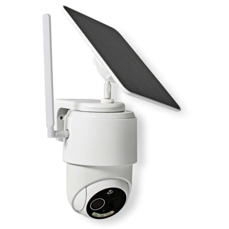 NEDIS IP kamera 4G solární/ venkovní/ IP65/ Wi-Fi/ 1080p/ PIR senzor/ USB-C/ microSD/ Android/ iOS/ bílá + solární panel