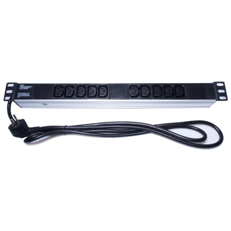 PremiumCord Panel napájecí do 19" racku 1U, 10xIEC (C13), 2m kabel
