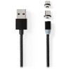 NEDIS USB 2.0 kabel/ USB-A Zástrčka - USB micro-B zástrčka/USB-C zástrčka/ magnet konektory/ černý/ blistr/ 2 m