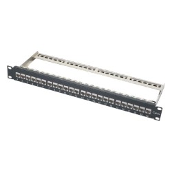 19" Patch panel XtendLan 24port, STP, Cat6A, 30µm, duální svorkovnice, černý