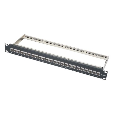 19" Patch panel XtendLan 24port, STP, Cat6A, 30µm, duální svorkovnice, černý