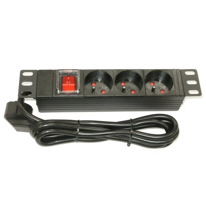 10" rozvodný panel XtendLan 3x230V, ČSN, vypínač, indikátor napětí, kabel 1,8m, 1U