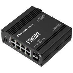 Teltonika TSW202 průmyslový L2 manažovaný switch, 8x PoE+ 10/100/1000, 2x SFP, bez zdroje