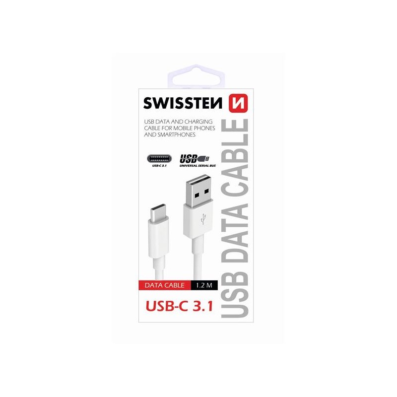 Swissten Datový Kabel Usb / Usb-C Bílý 1,5 M (9Mm)