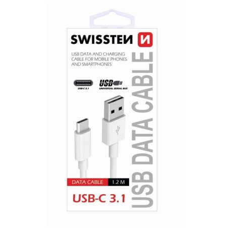 Swissten Datový Kabel Usb / Usb-C Bílý 1,5 M (9Mm)