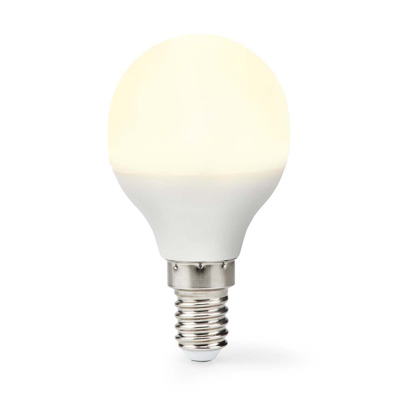 NEDIS LED žárovka E14/ G45/ 4,9 W/ 220 V/ 470 lm/ 2700 K/ teplá bílá/ matná