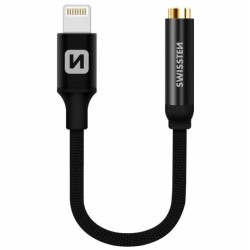 Swissten audio adaptértextile lightning /jack(samice) 0,15 m černý