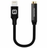 Swissten audio adaptértextile lightning /jack(samice) 0,15 m černý