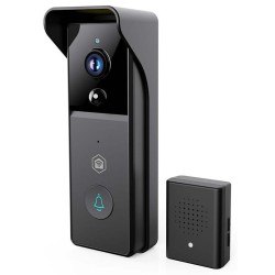 NEDIS Wi-Fi chytrý dveřní videotelefon/ 2304x1296 / 3Mpix/ napájení z baterie/ IP44/ snímač pohybu/ noční vidění/ černý