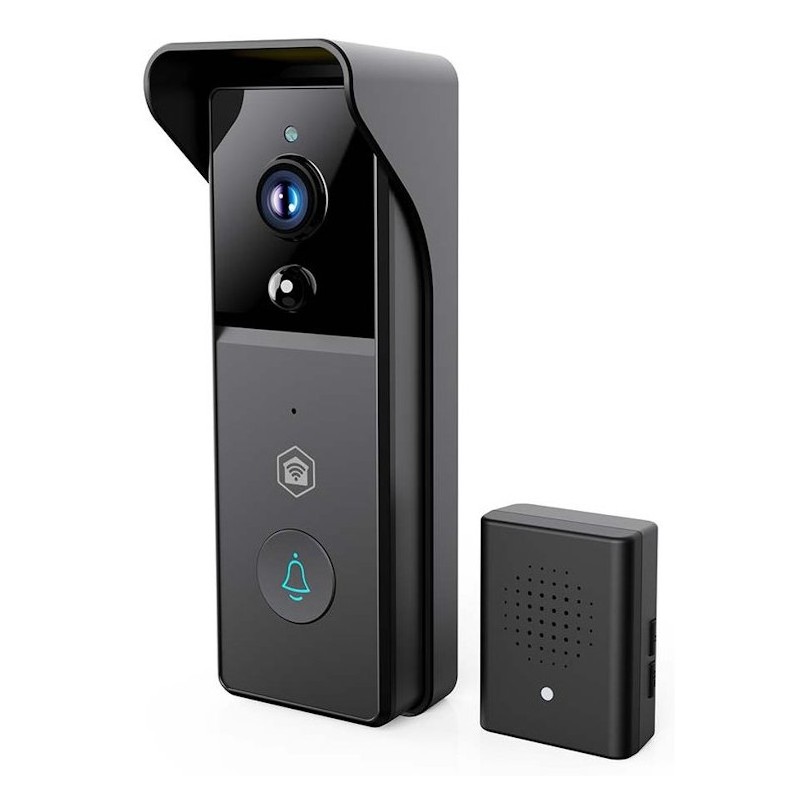 NEDIS Wi-Fi chytrý dveřní videotelefon/ 2304x1296 / 3Mpix/ napájení z baterie/ IP44/ snímač pohybu/ noční vidění/ černý