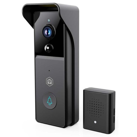NEDIS Wi-Fi chytrý dveřní videotelefon/ 2304x1296 / 3Mpix/ napájení z baterie/ IP44/ snímač pohybu/ noční vidění/ černý