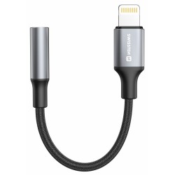 Swissten audio adaptértextile lightning (samec) / 3,5mm aux 0,15 m černý (nahrazuje 73501211)