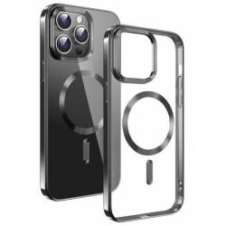 Swissten pouzdro clear jelly magstick metallic pro apple iphone 16 pro černé