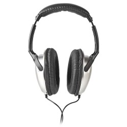 NEDIS kabelová sluchátka/ na uši/ ovládání hlasitosti/ kabel 2,70 m/ černo-stříbrné