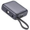 Swissten Power bank 10000 mAh s integrovanými kabely - USB-C, A, Lightning / šedá