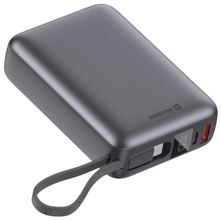 Swissten Power bank 20000 mAh 45W s integrovaným kabelem USB-C / šedá