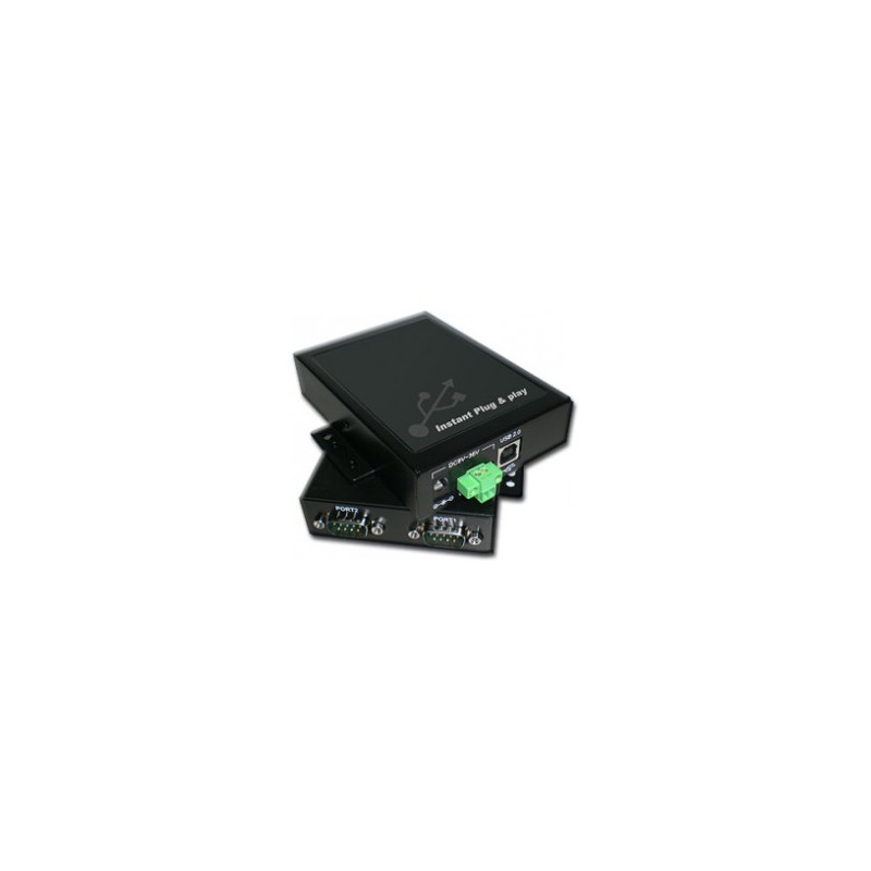 USB Industrial sériový port 2xRS232 DB9, kovový box