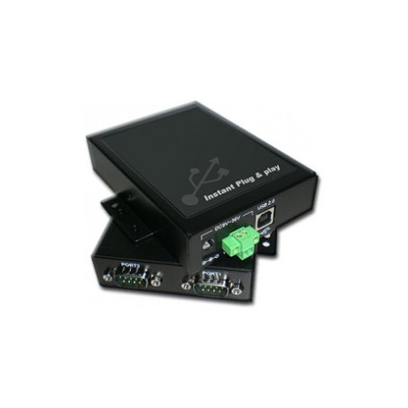 USB Industrial sériový port 2xRS232 DB9, kovový box