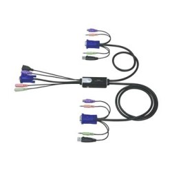 ATEN 2-port KVM Hybrid PS/2 + USB mini, audio, 1.2m kabely