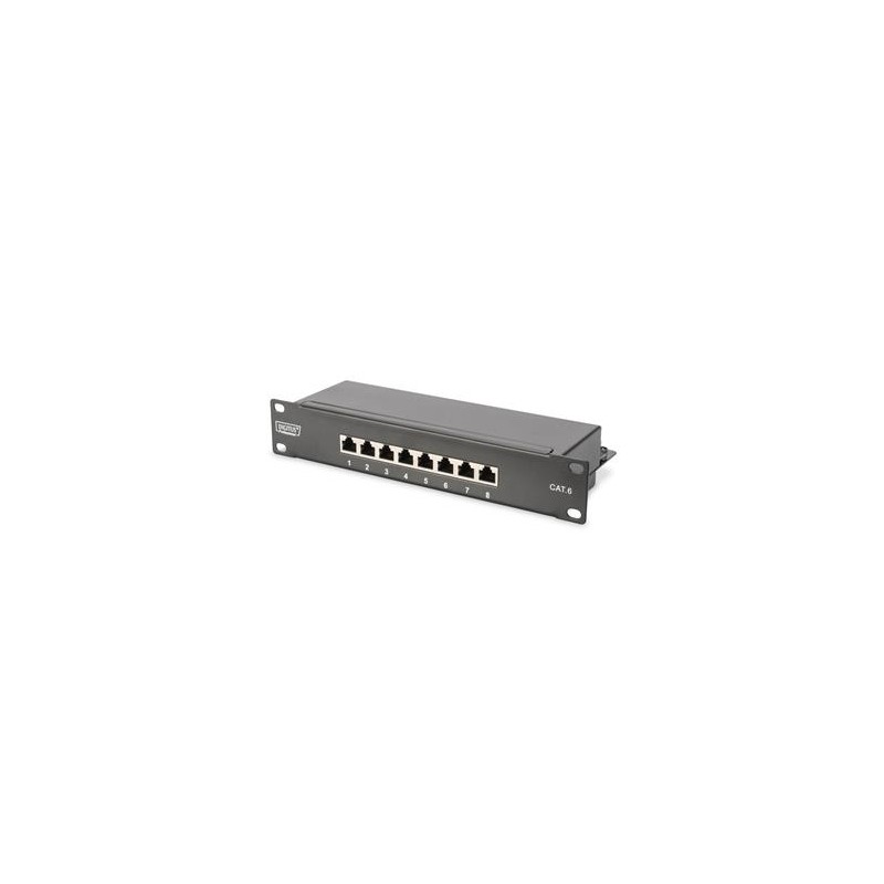 DIGITUS Patch panel,CAT6,10",8xSTP RJ45,černá, do 10" racku