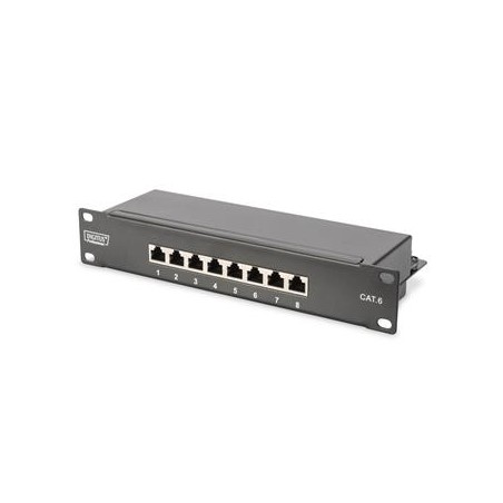 DIGITUS Patch panel,CAT6,10",8xSTP RJ45,černá, do 10" racku