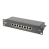 DIGITUS Patch panel,CAT6,10",8xSTP RJ45,černá, do 10" racku