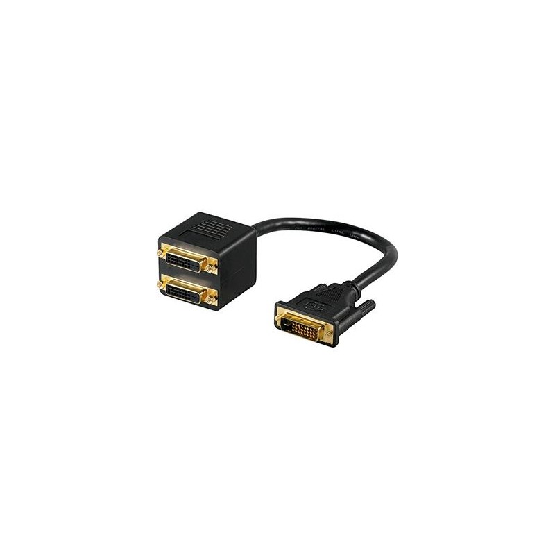 PremiumCord Splitter DVI-D (24+1) male 2x DVI-D (24+1) female pro propojení PC a dvou monitorů