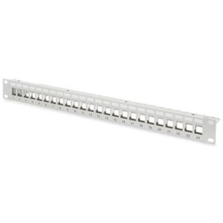 DIGITUS 19" Patch Panel, neosazený, stíněný, 1U, 24 portů, šedý RAL 7035