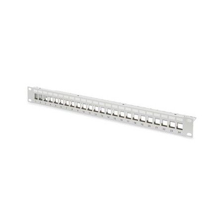 DIGITUS 19" Patch Panel, neosazený, stíněný, 1U, 24 portů, šedý RAL 7035