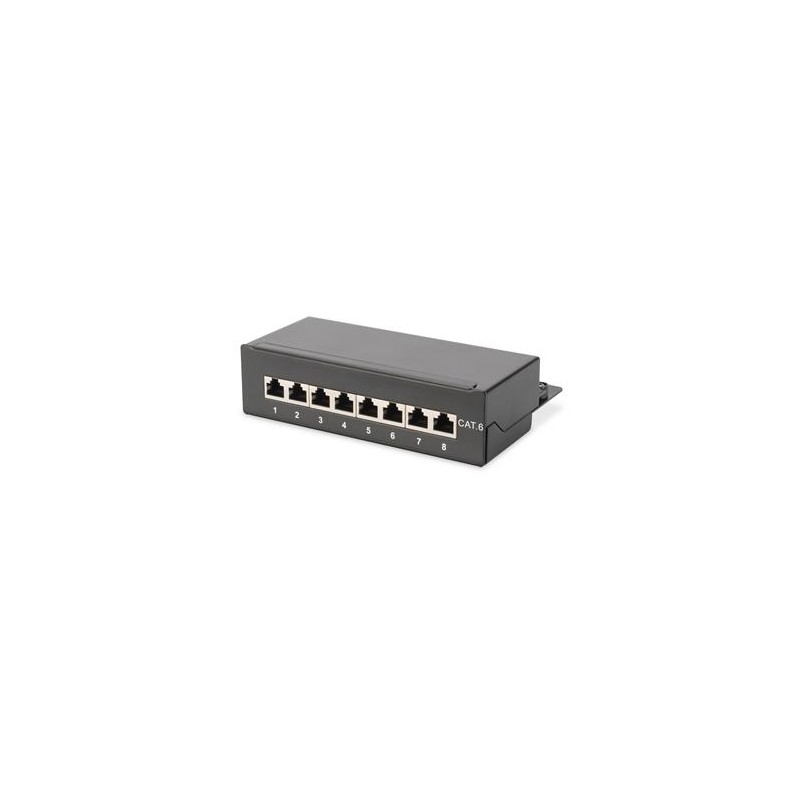 DIGITUS Desktop CAT 6 patch panel, stíněný 8-port RJ45, 8P8C, barva černá