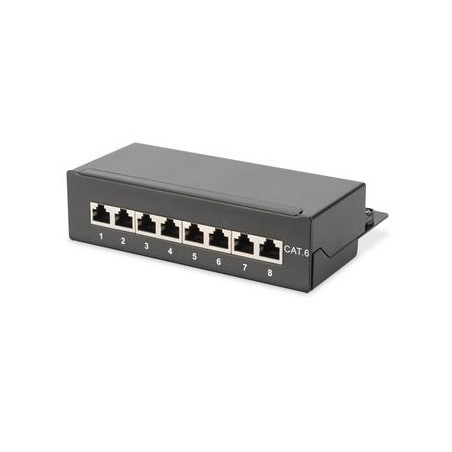 DIGITUS Desktop CAT 6 patch panel, stíněný 8-port RJ45, 8P8C, barva černá