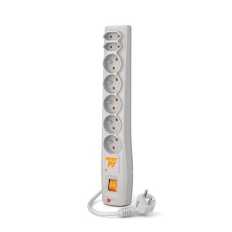 Acar P7 1.5m kabel, 5+2 zásuvek, přepěťová ochrana, bílá