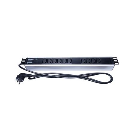 PremiumCord Panel napájecí do 19" racku 1.5U, 10xIEC (C13), 2m kabel