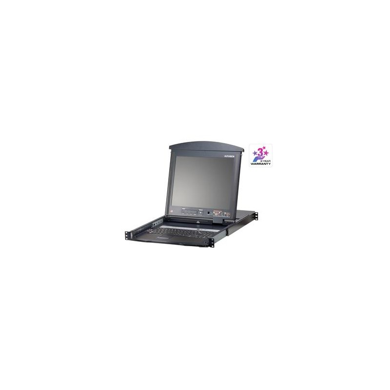 ATEN 8-port Cat.5 KVM PS/2+USB, OSD, dual rail rack, 17" LCD, touchpad, klávesnice