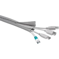 goobay Pás na svazování kabelů, suchý zip, délka 1.80m a šířka 2-4cm, stříbrná barva