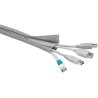 goobay Pás na svazování kabelů, suchý zip, délka 1.80m a šířka 2-4cm, stříbrná barva